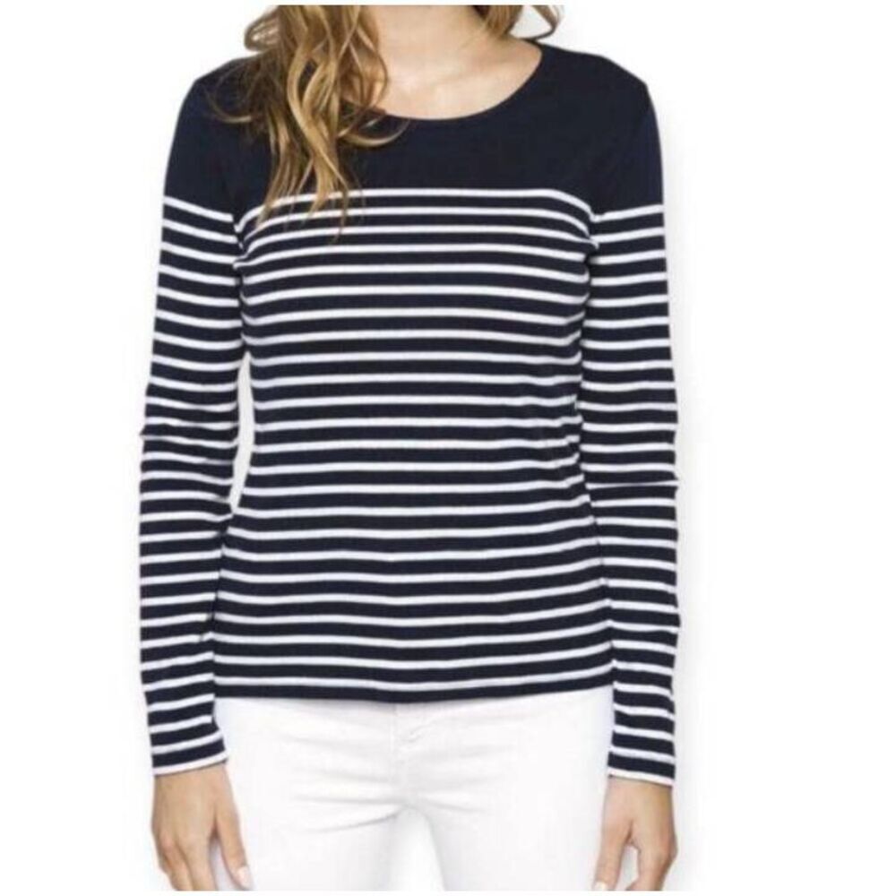 FOREVER 21 NAVY & WHITE STRIPE LONG SLEEVE TOP SZ.S EUC.